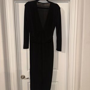 Long Sleeve, low plunge black dress